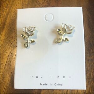 3/$20 white rose earrings
